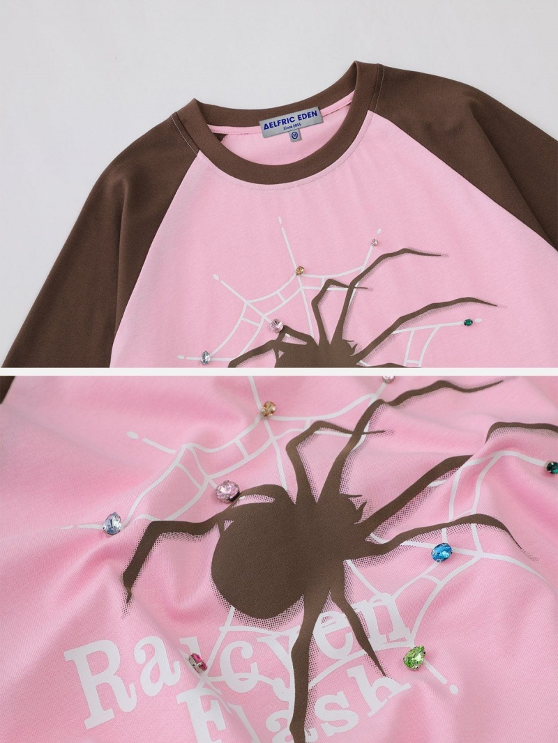 T Shirts Aelfric Eden Spider Foam Printing Tee Rose | DAP-91857761